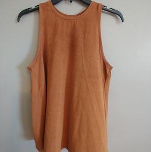 Brown faux suede tank